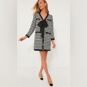 Pomander Place Black and White Houndstooth Dress